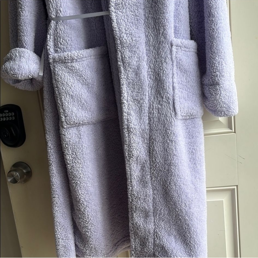 Purple Teddy Jacket with Plush Texture and Long Length